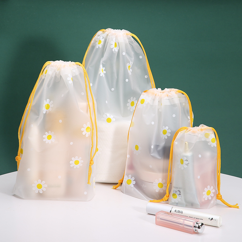 Drawstring drawstring bag travel frosted Daisy underwear socks shoes cosmetics storage bag transparent packaging bag