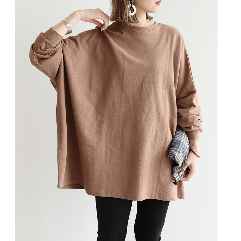 Japanese Letian in stock Spring and Autumn new women's loose mid-length sweater women's casual large top Amazon