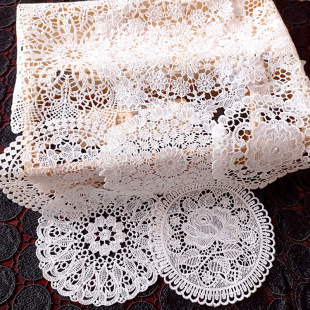 Round Hollow Coaster Lace Embroidered Tablecloth Dining Table Bowl Heat Insulation Mat Fabric Decorative Ornaments Props