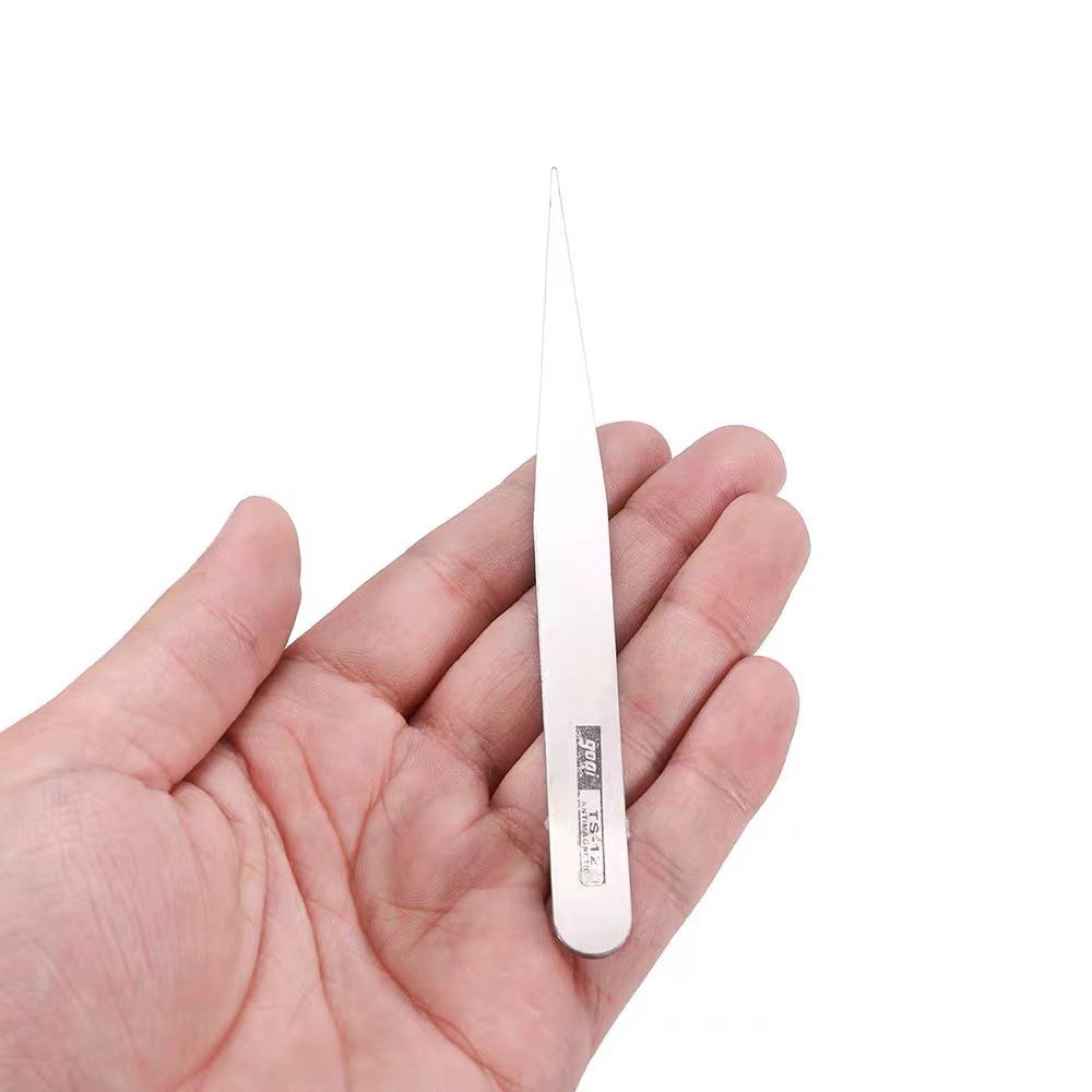 TS Tweezers Stainless steel tweezers 0.8mm handmade DIY electronic repair eyelash grafting straight elbow blister packaging