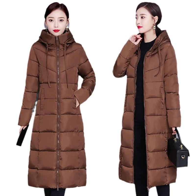 [Spot] Women's New Down Cotton-padded Jacket Mid-length Large Size Coat Thickened Cotton-padded Coat Over the Knee