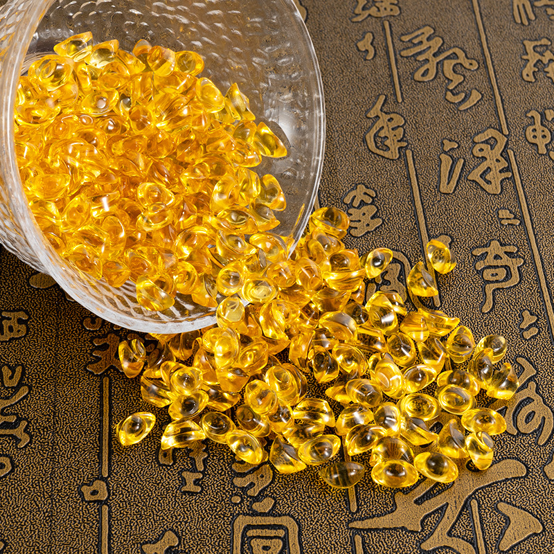 Wholesale yellow crystal size ingot glass jewelry company holiday event gifts home decoration ornaments