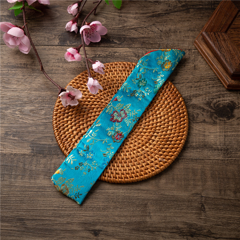 Exquisite double-layer aquatic flower women's fan set silk cloth fan bag gift satin fan bag fan accessories