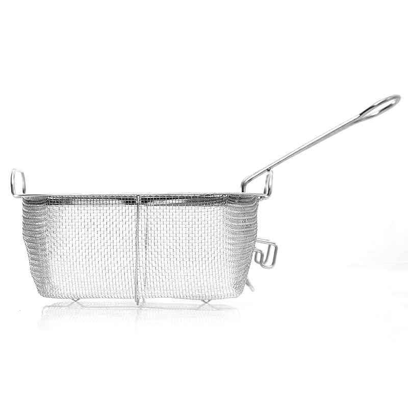 Stainless steel draining basket, stainless steel draining basket, household round Fryer frying basket, foldable side french fries basket