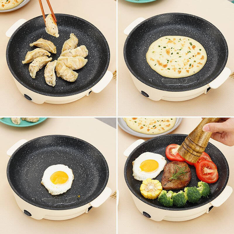 Takeaway Barbecue Portable Double-gear Temperature Control Electric Oven Round Maifanite Fried Barbecue Pan Multi-functional Electric Grill Pan