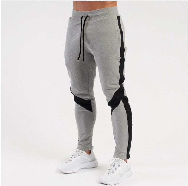 2023 Winter new color matching fleece-lined warm skinny pants men's sports pants fitness casual pants men