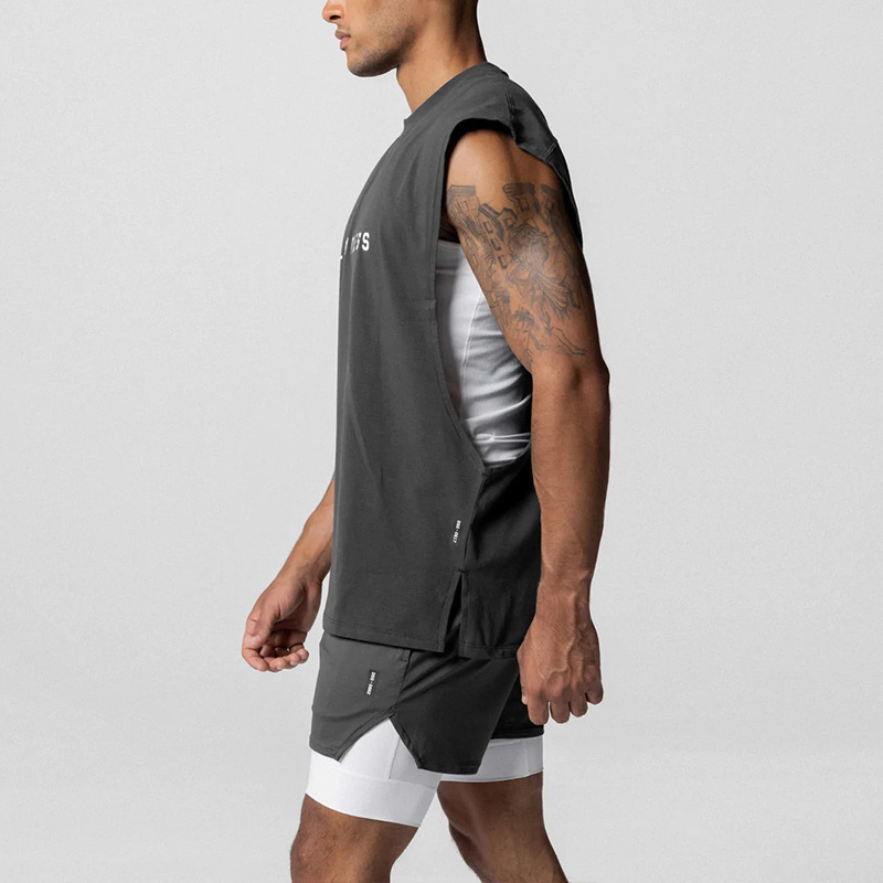 Summer Men's Vest American Style Youth Loose Sleeveless Vest Men's Hems Split Casual All-match Sports Vest