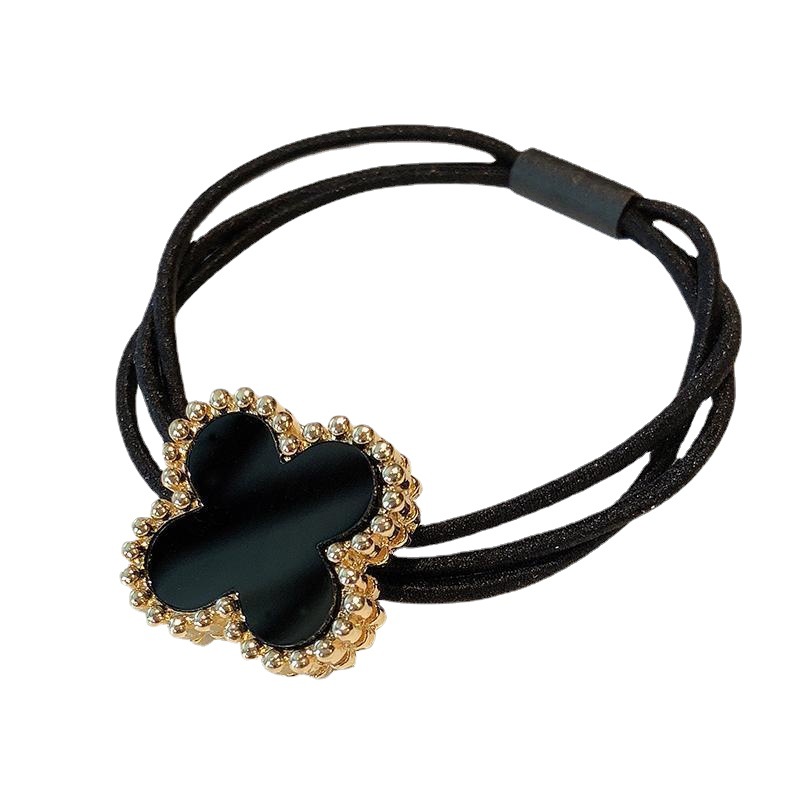 Korean Style Fresh Style Mori Women's Four-leaf Clover Hair Rope Women's Hair Ring Simple Hair Accessories Adult Personalized All-match Rubber Tendon Hair Rope