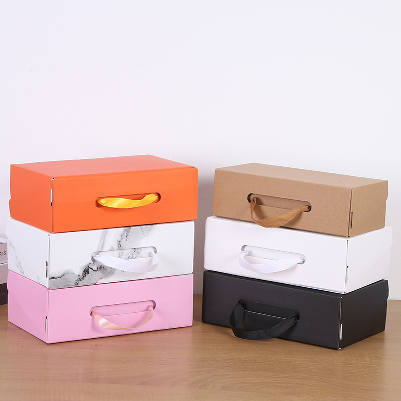 Flying Box Express Box Children's Portable Shoe Box Men's Shoes Women's Shoes Storage Carton White Printable Logo Black Cowhide