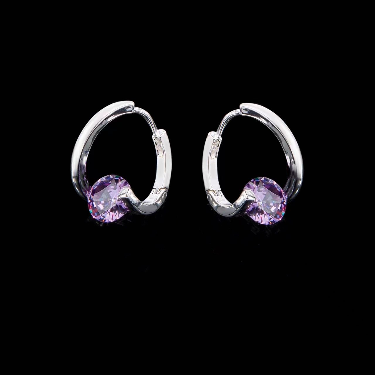 Korean style new geometric micro inlaid zircon ear buckle niche design fashionable exquisite temperament simple multi-match female earrings