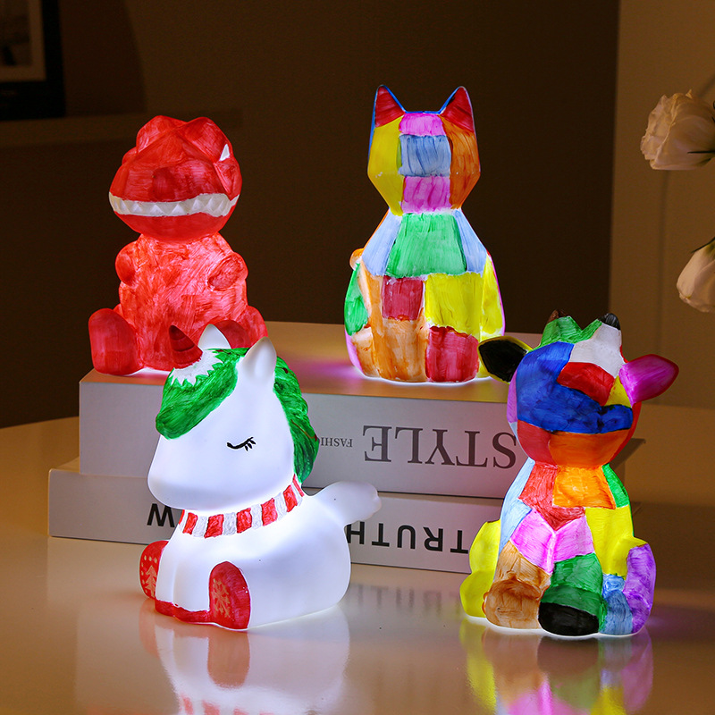 DIY graffiti doll luminous toy children's handmade diy white embryo painted hand-painted studio creative companion gift
