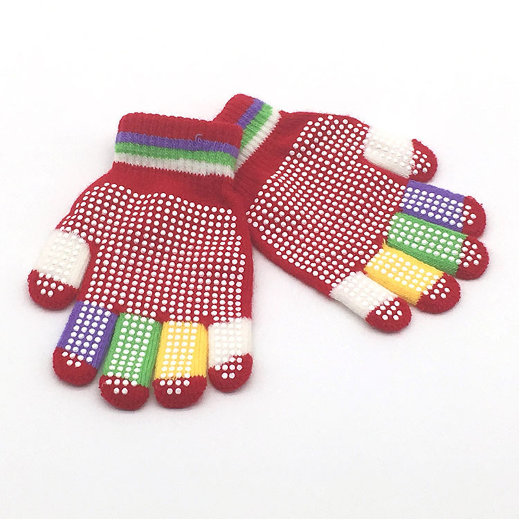Color student outdoor sports skiing non-slip polka dot particle offset printing gloves children's knitted warm gloves wholesale