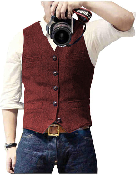Men's Vest Amazon Blast Herringbone Vest Light Business Casual British Style Vest Vest Factory in stock