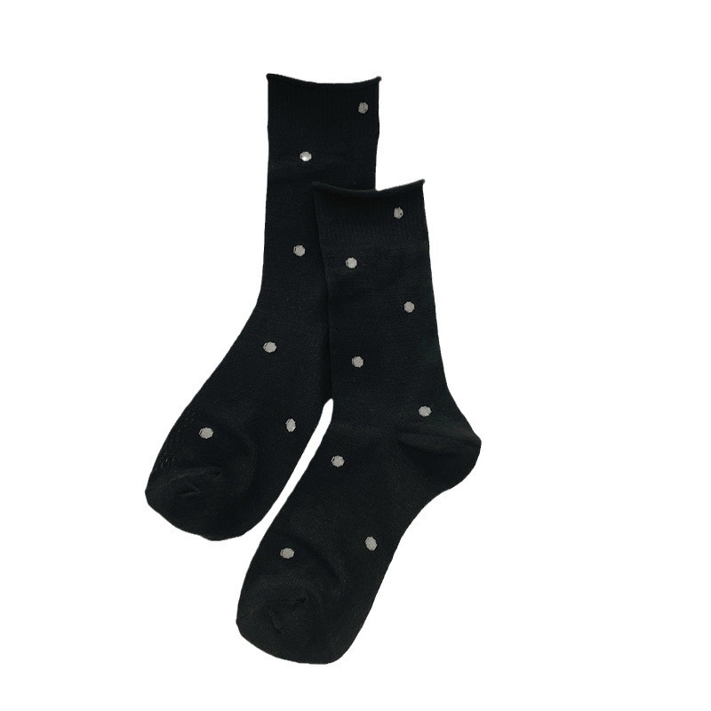 Polo Dot Socks Children's Mid-length Socks Ins Trendy Summer Thin Cotton Japanese Student Mesh Breathable Curled Pile Stockings