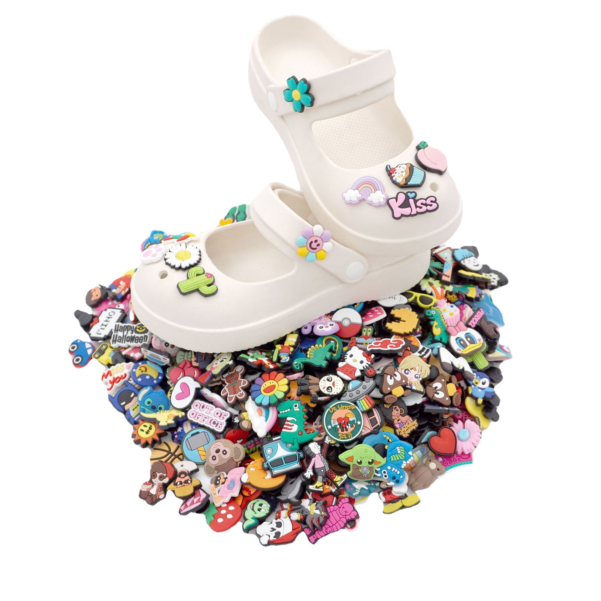 Cross-border hole shoes shoes flower shoe buckle garden shoes diy accessories cute cartoon shoe buckle bottom buckle decorative PVC mixed