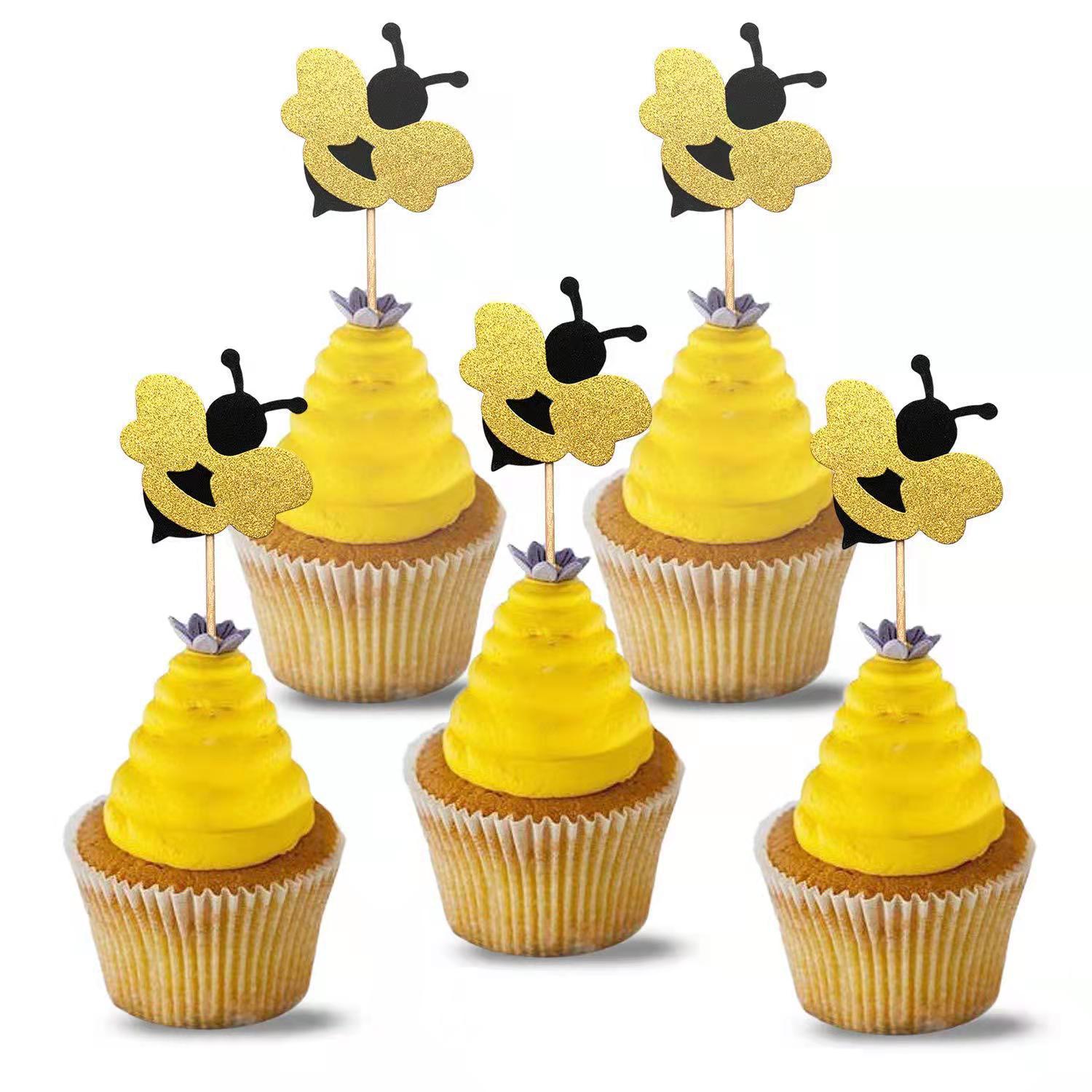Baby Baby Baby Bee Cake Decoration Mother Party Baking Plug-in Cross Border Bee Theme Cake Card