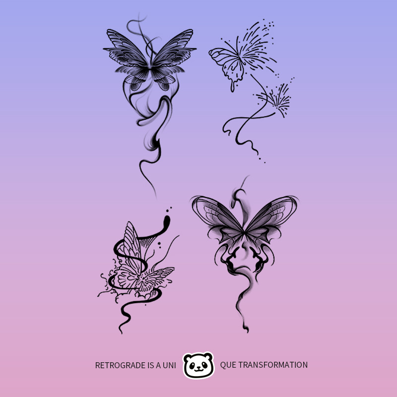 Butterfly Herbal Tattoo Sticker Women's Semi-permanent Waterproof Long-lasting High-end Sense Arm Collarbone Sexy Imitation Tattoo Sticker