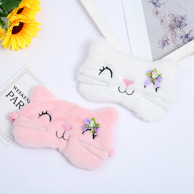 2022 new creative children's plush cute bow cat shading eye mask lunch break sleep eye mask