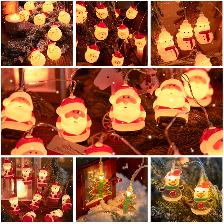 Santa Claus string lights holiday led lights Christmas tree string lights outdoor decoration battery flashing lights small lights cross border
