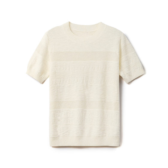 Heavy-duty embossed jacquard hollow-out short-sleeved T-shirt women's summer New loose thin sweater ice silk camisole