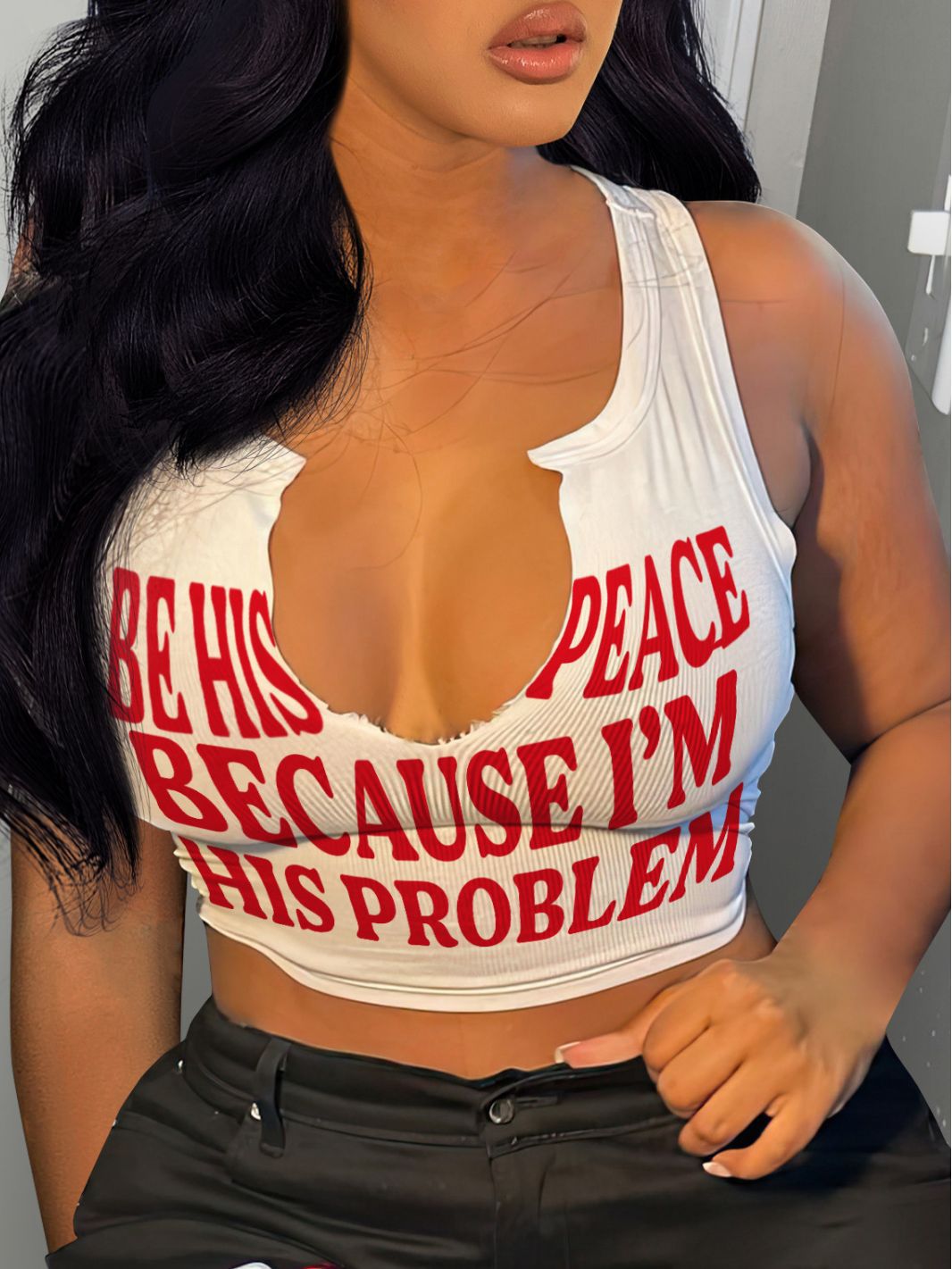European and American Cross-border Women's Fashion Sexy Letter Printed T-shirt Women's Fashion Brand Sleeveless Vest U-neck Small Vest
