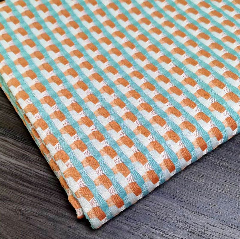 Yarn-dyed fine jacquard fabric bag houndstooth cotton and linen vintage striped cotton and linen plaid polyester cotton fabric for sofa