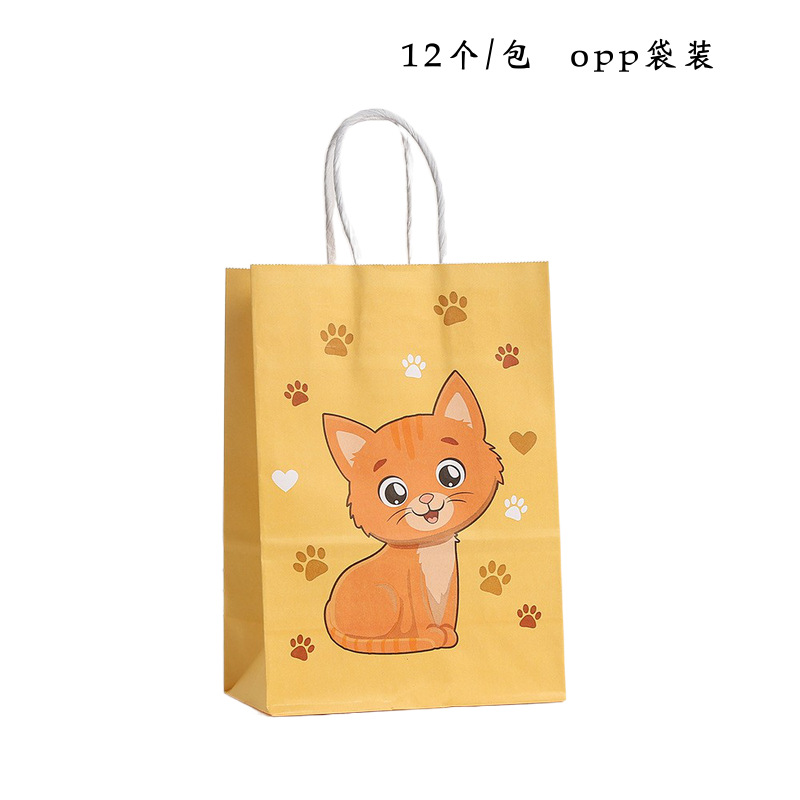 Shopping Packaging Bag Printed Gift Bag Cartoon Cat Tote Bag Wholesale Kraft Paper Bag Simple Shopping Bag