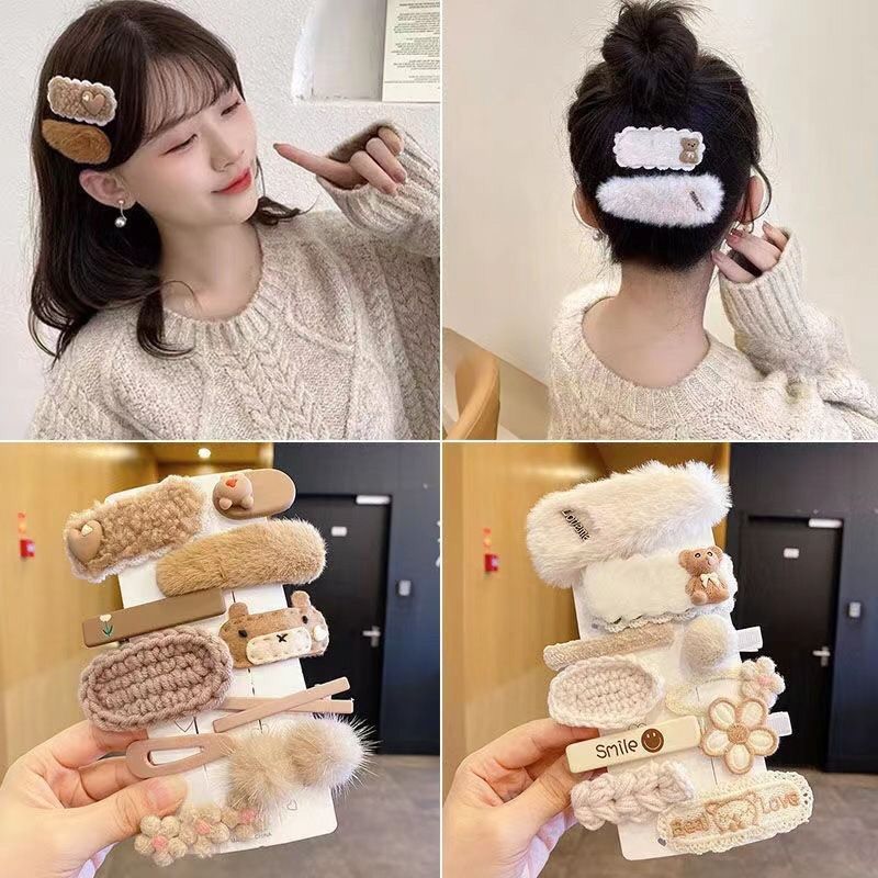 Winter and Autumn Versatile Plush Hair Clips Student Weaving Hair Pin Children Hair Clip Side Clip Fringe Clip Fashion Hair Clip
