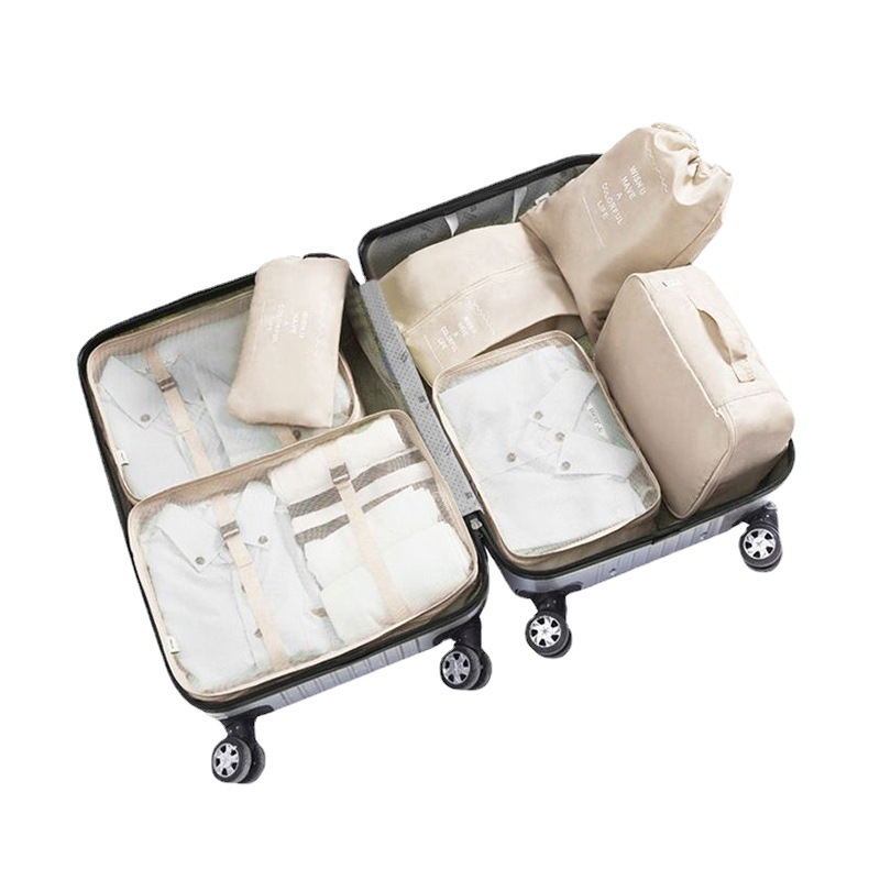 Twill seven-piece travel clothing luggage underwear pantyhose storage bag large capacity sorting travel 7-piece set