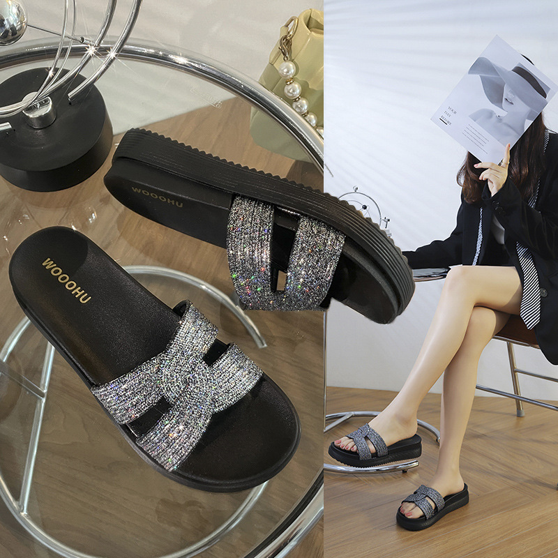 Gao Meilun Fairy Style Thick Bottom Slippers Women's Summer Outwear Fashion ins Trendy Height Increasing Internet Celebrity Explosive Thong Cake Sandals