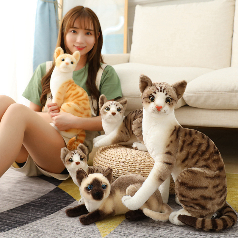 現実的なショートぬいぐるみ猫人形おもちゃシミュレーションシャムオレンジ子猫人形高品質ぬいぐるみ素材子供のための安全|undefined