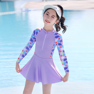 Children's swimsuit female small medium and big children 2023 Summer new one-piece girl sun protection Baby cute female student swimsuit