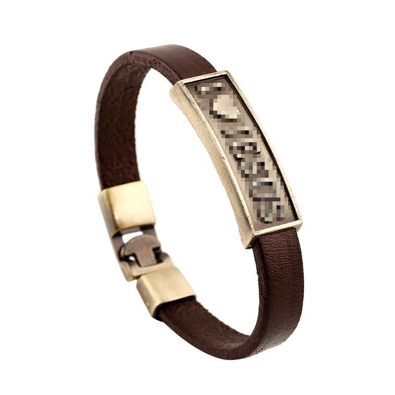 Simple retro brown men's cowhide bracelet European and American fashion popular jewelry cross-border hot selling bracelet bracelet