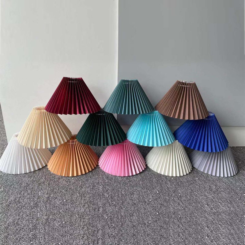 Table lamp shade lampshade shell cover pleated fabric anti-glare e27e14 round bedroom table lamp floor lamp creative