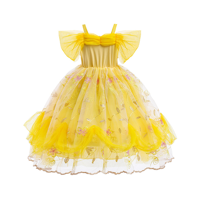 Princess Bell Halloween Puff Dress Children's Dress Beauty and the Beast Girls Belle Princess Costume
