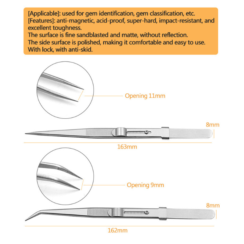 Stainless steel non-slot tweezers multi-purpose tweezers clip jewelry tools Gem clip diamond jewelry tweezers