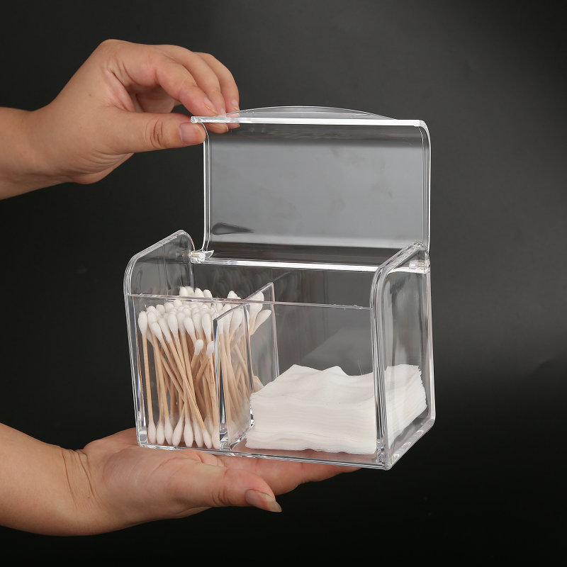 Flip acrylic cotton swab storage tube transparent cosmetic storage box dustproof cotton swab storage box with lid