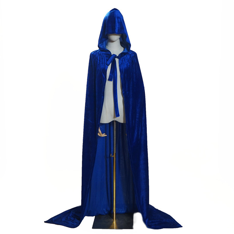European and American Style Halloween Cloak Anime Cosplay Witch Prince Velvet Cloak Hooded Lace-Up Costume Accessories