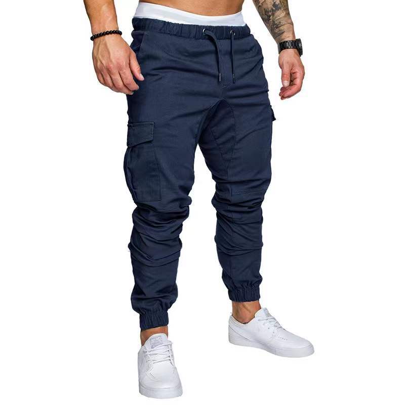 2024 foreign trade new tooling multi-pocket trousers men's woven casual pants ankle-tied pants men's casual overalls