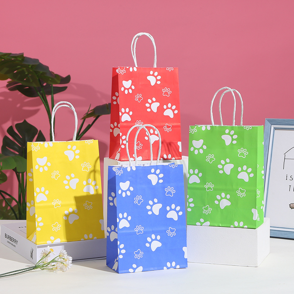 Cartoon dog claw bag printing party birthday gift bag wholesale candy Kraft paper bag packaging bag