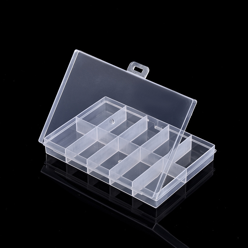 Fixed 10-grid transparent plastic box beaded jewelry packaging box jewelry parts organizing storage box anti-String grid box