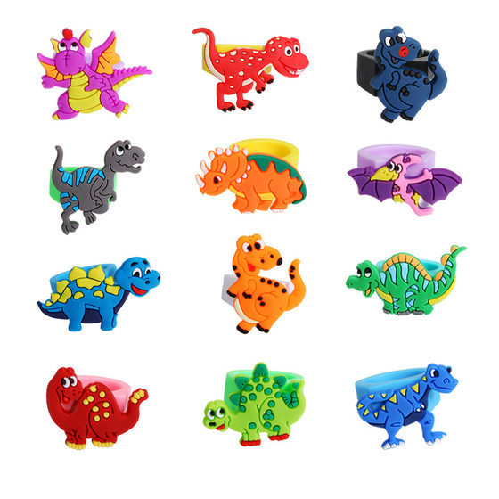 Cross-border AliExpress Amazon European and American dinosaur ring female PVC ring children cartoon ring small gift