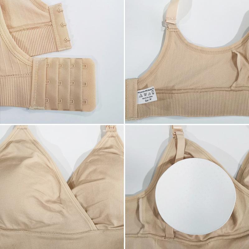 Cross-border European and American new breastfeeding bra front buckle wireless breastfeeding bra plus size underwear V-shaped