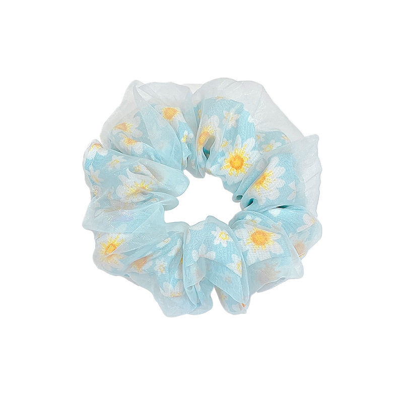 Korean New Style Chiffon Large Intestine Hair Ring Flower Double-Layer Pony Tail Head Rope Cyber Popular Girl Ball Head Rubber Tendon Hair Accessories