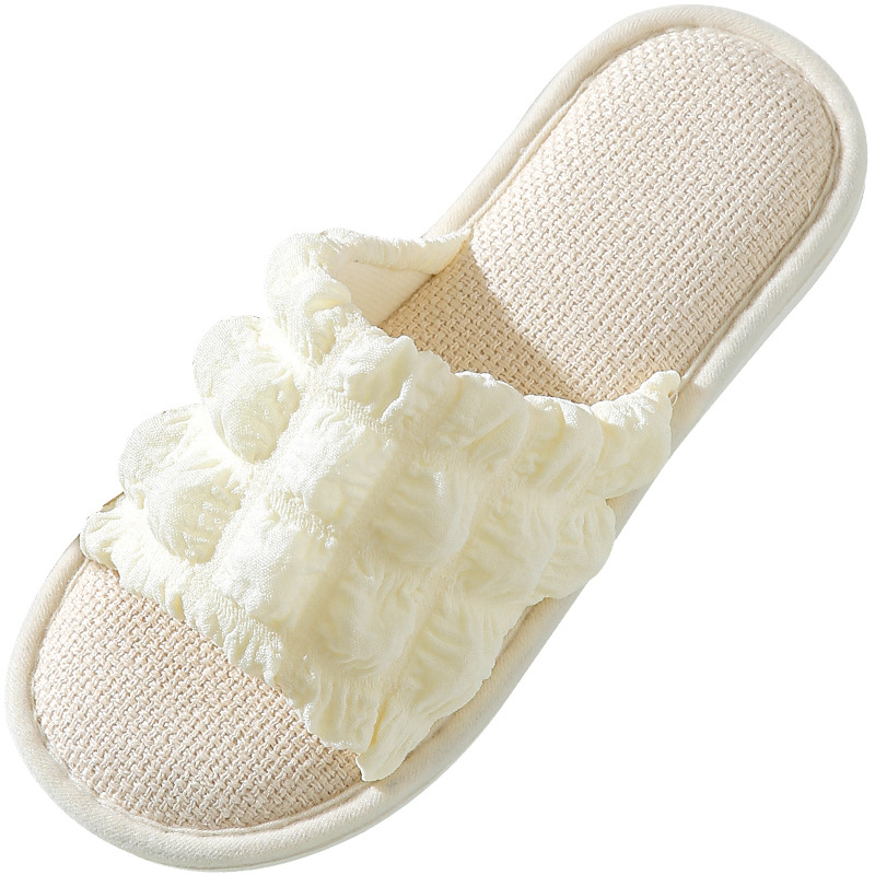 Linen Slippers Women's Spring and Autumn Four Seasons Indoor Couple's Home Thick Bottom Lightweight Non-Slip Sweat Absorbing Comfortable Breathable Outer Wear Men
