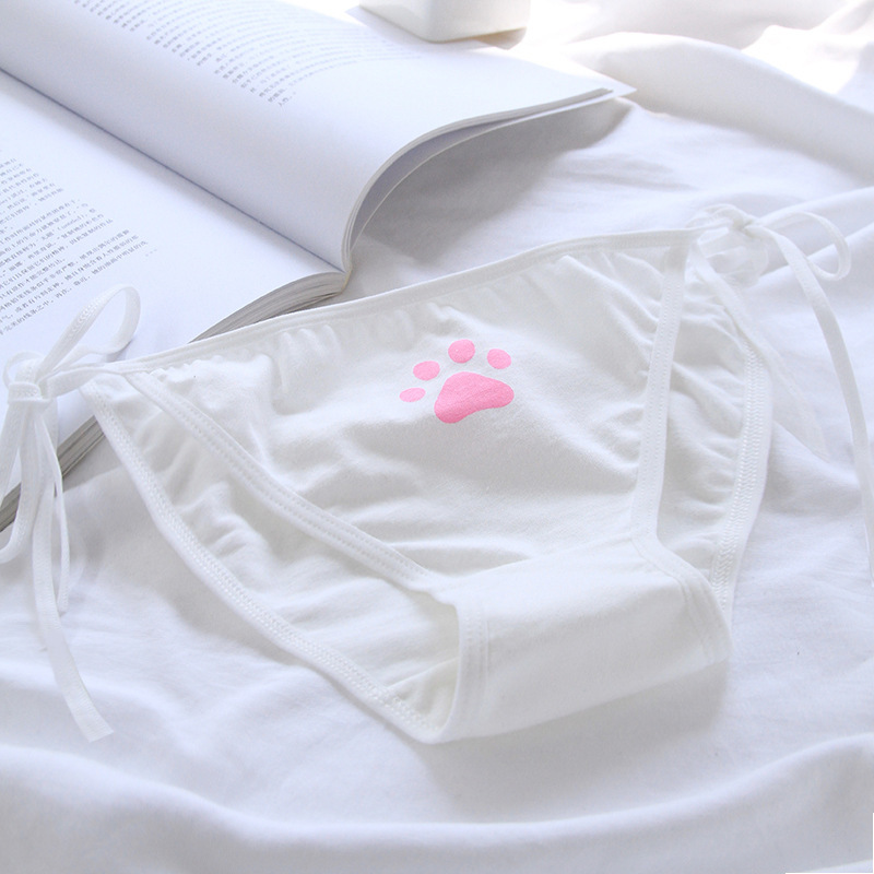 Japanese cute claw lace-up underwear women's cotton lace-up low waist girl's two-dimensional underwear girl