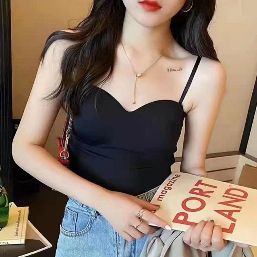 2022 Summer Ice Silk Traceless One-piece Adjustable Beautiful Back Wrap Breast-free Bra Base Sling Top Women's Strapless