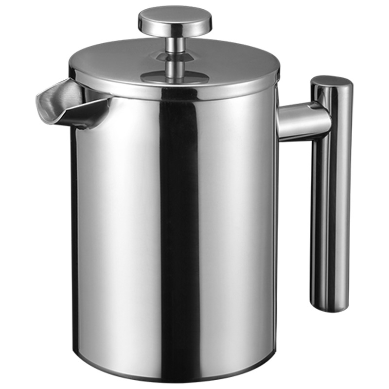 Cross-border special supply of stainless steel double-layer hand-pour pot with mesh outdoor coffee pot filter French pot stainless steel French press pot