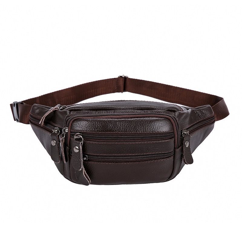 Genuine Leather Waist Bag Men's and Women's Multi-functional Large Capacity Water-splashing-proof Cash register Business Bag Work Site Sports Mobile Phone Wallet