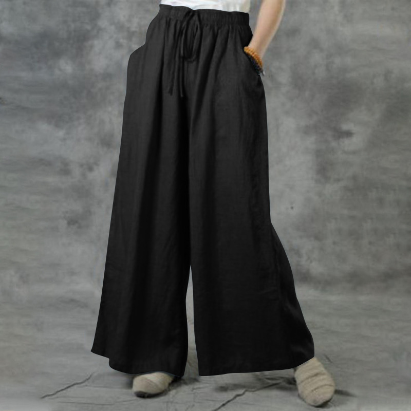 2023 European and American Amazon eBay women's clothing new European and American plus size loose cotton and linen casual trousers for women